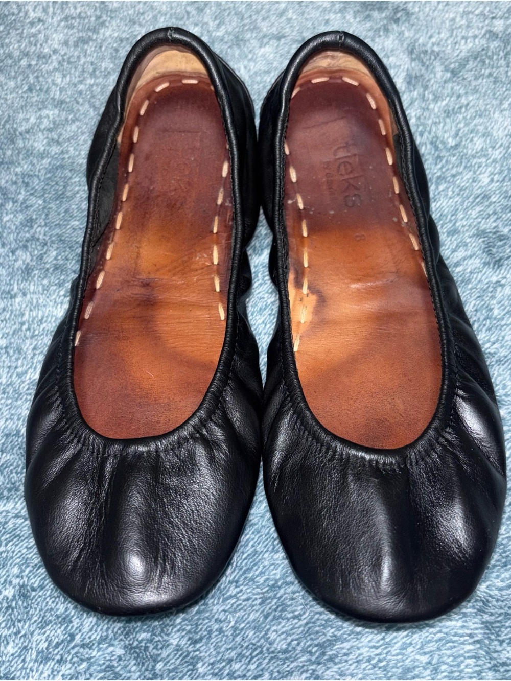 Tieks Matte Black Foldable Leather Ballet Flats Size 8